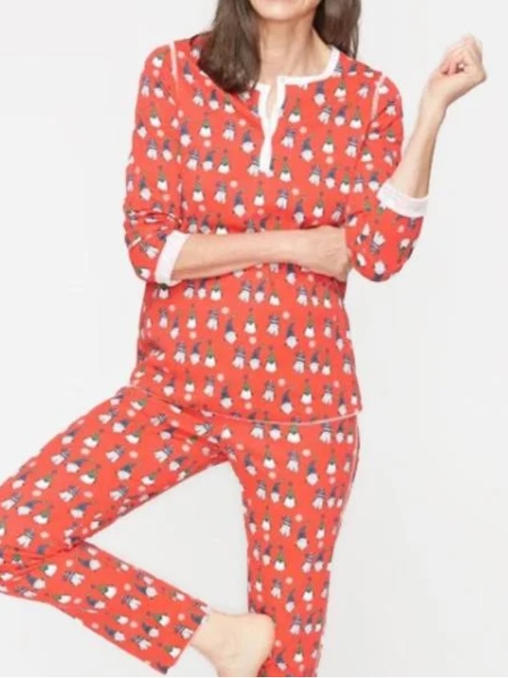 Rare Roller Rabbit Gnoels Holiday Gnome Print PJ Top ONLY Size XL